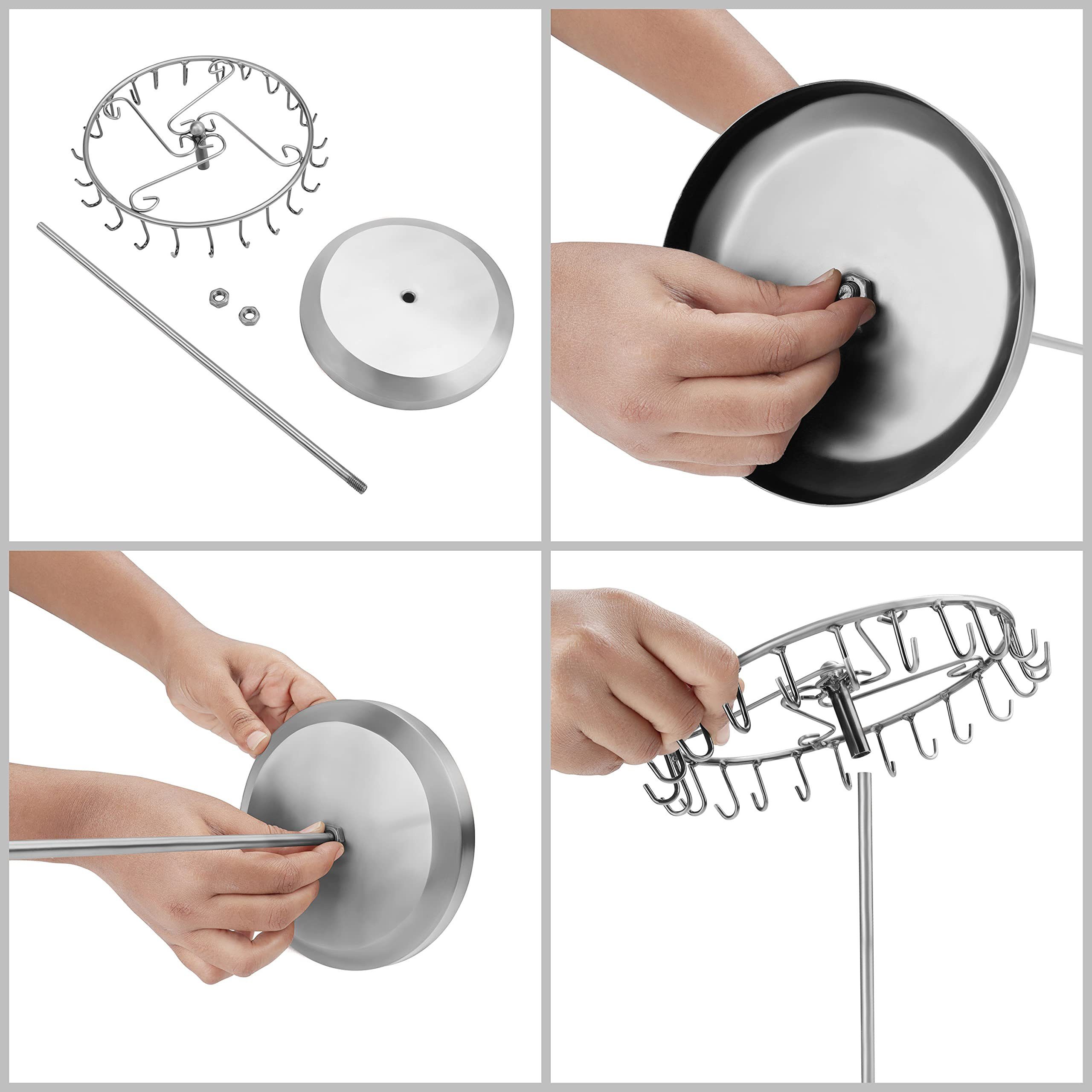 Belle Vous Schmuckständer Drehbarer Schmuckständer (23 Haken) - H34.8 x B20.5 cm, Rotating Jewelry Stand (23 Hooks) - H34.8 x W20.5 cm