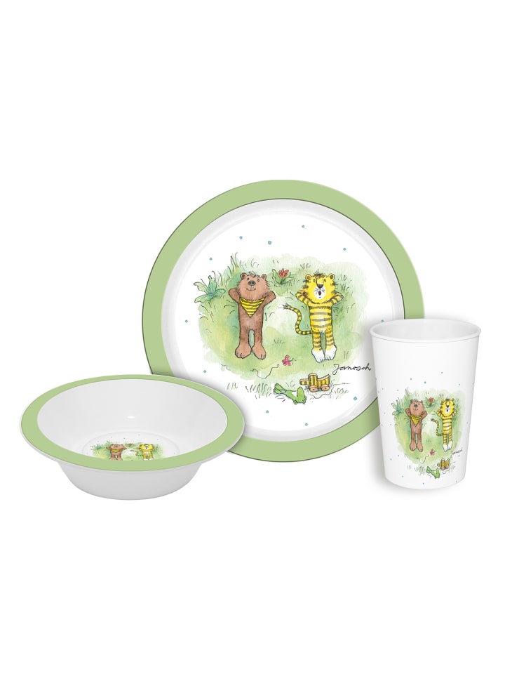 Geda Labels Kindergeschirr Janosch Kids 3teilig  in Grün - 21,5x21,5x8,5 günstig kaufen onesize