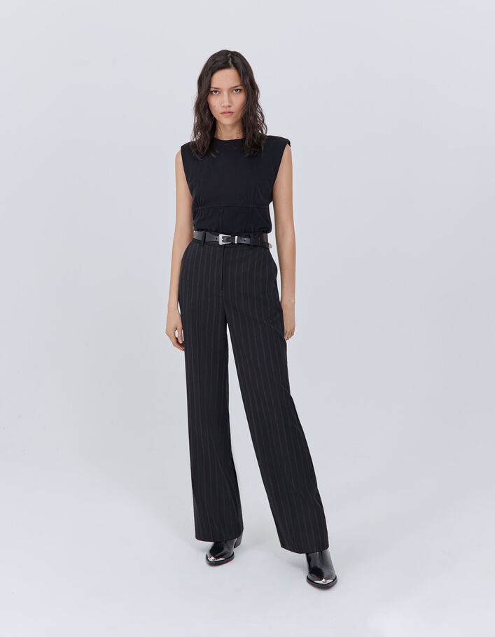 Tee-shirt noir effet corset Femme