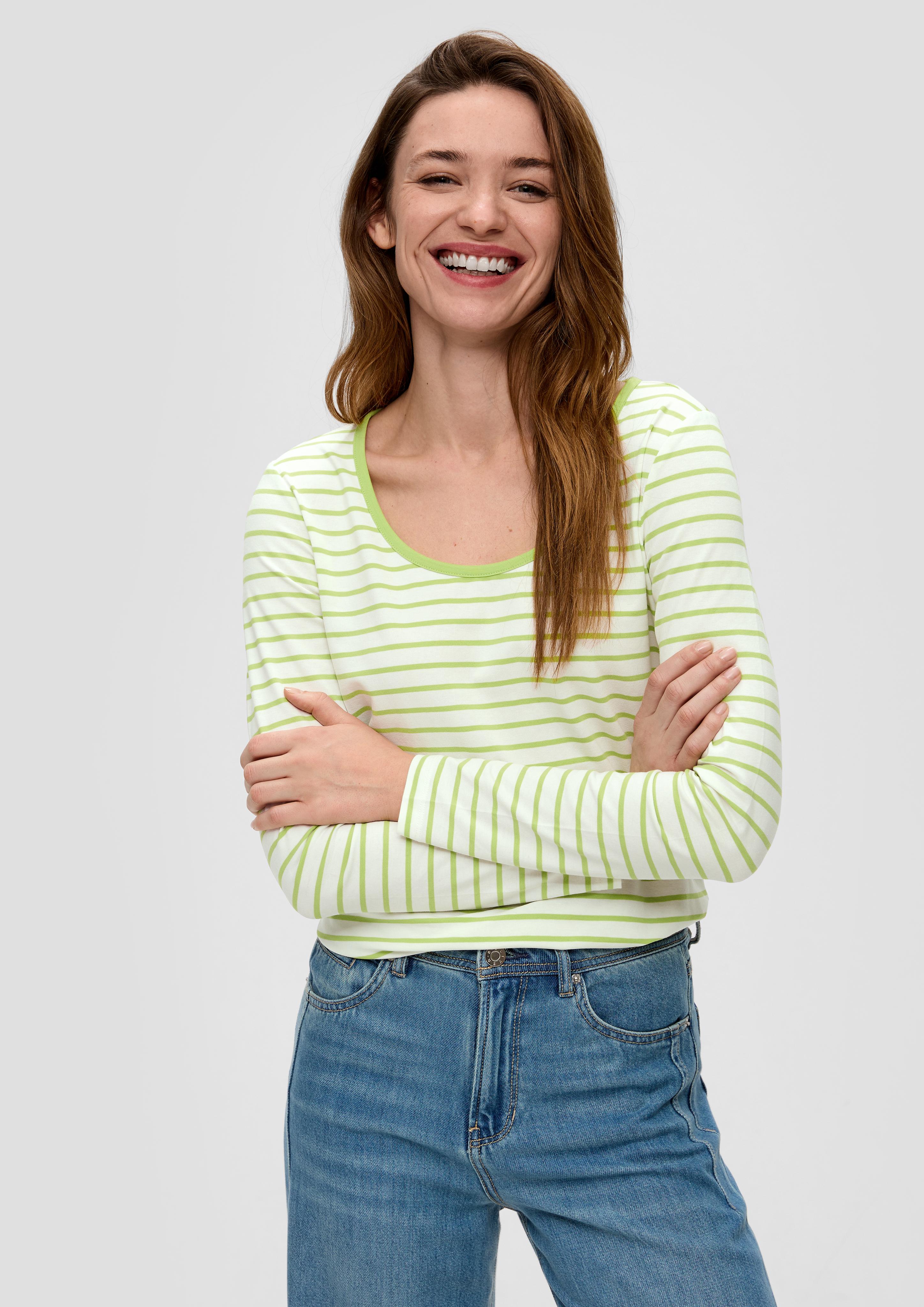 Langarmshirt mit tiefem Rundhalsausschnitt  2141909-74G2