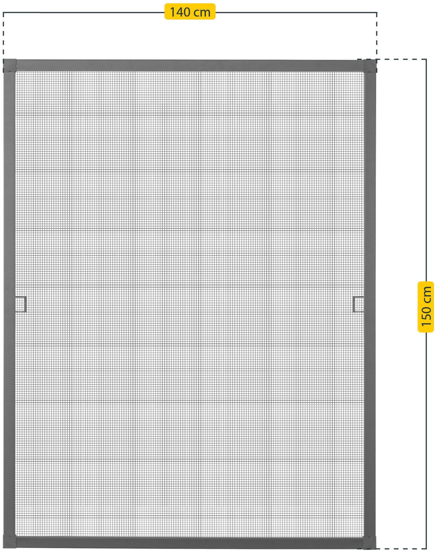 SCHELLENBERG Insektenschutz-Fensterrahmen Fliegengitter Fenster Premium, mit Rahmen aus Aluminium, 140 x 150 cm, anthrazit, 70043