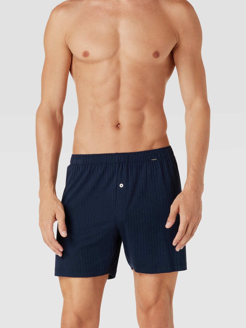 Boxershorts mit Label-Applikation in dunkelblau