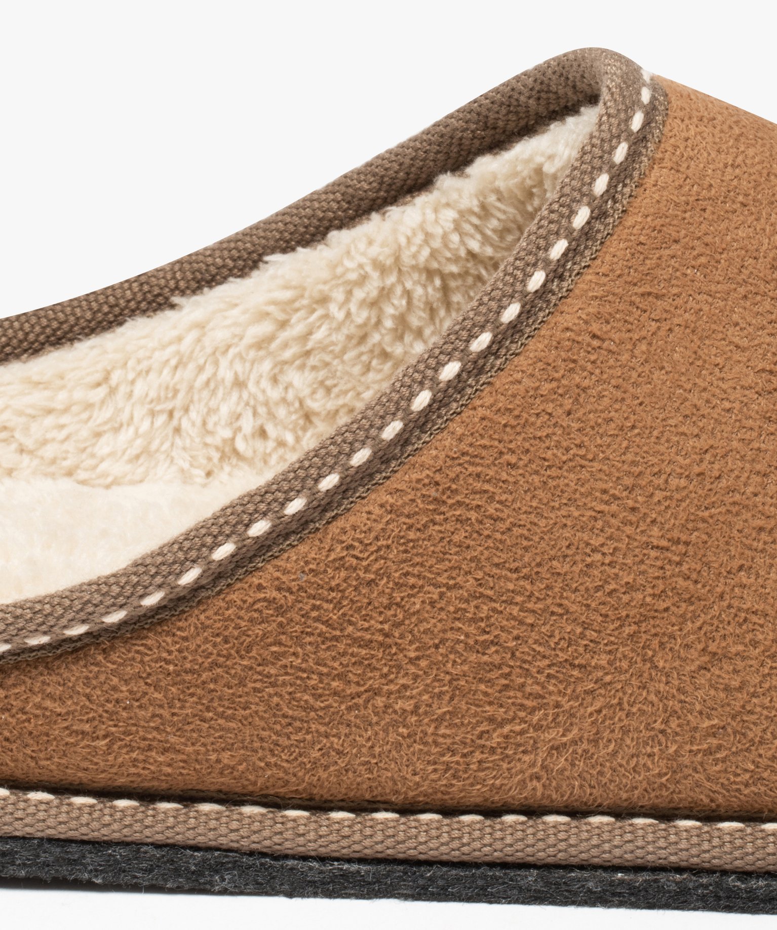 Chaussons homme mules couvrantes en suédine unie marron | GEMO