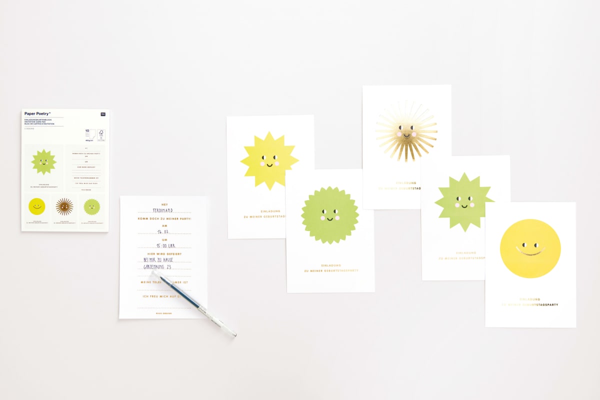 Papierblock mit Einladungskarten (5 Designs), 10 St