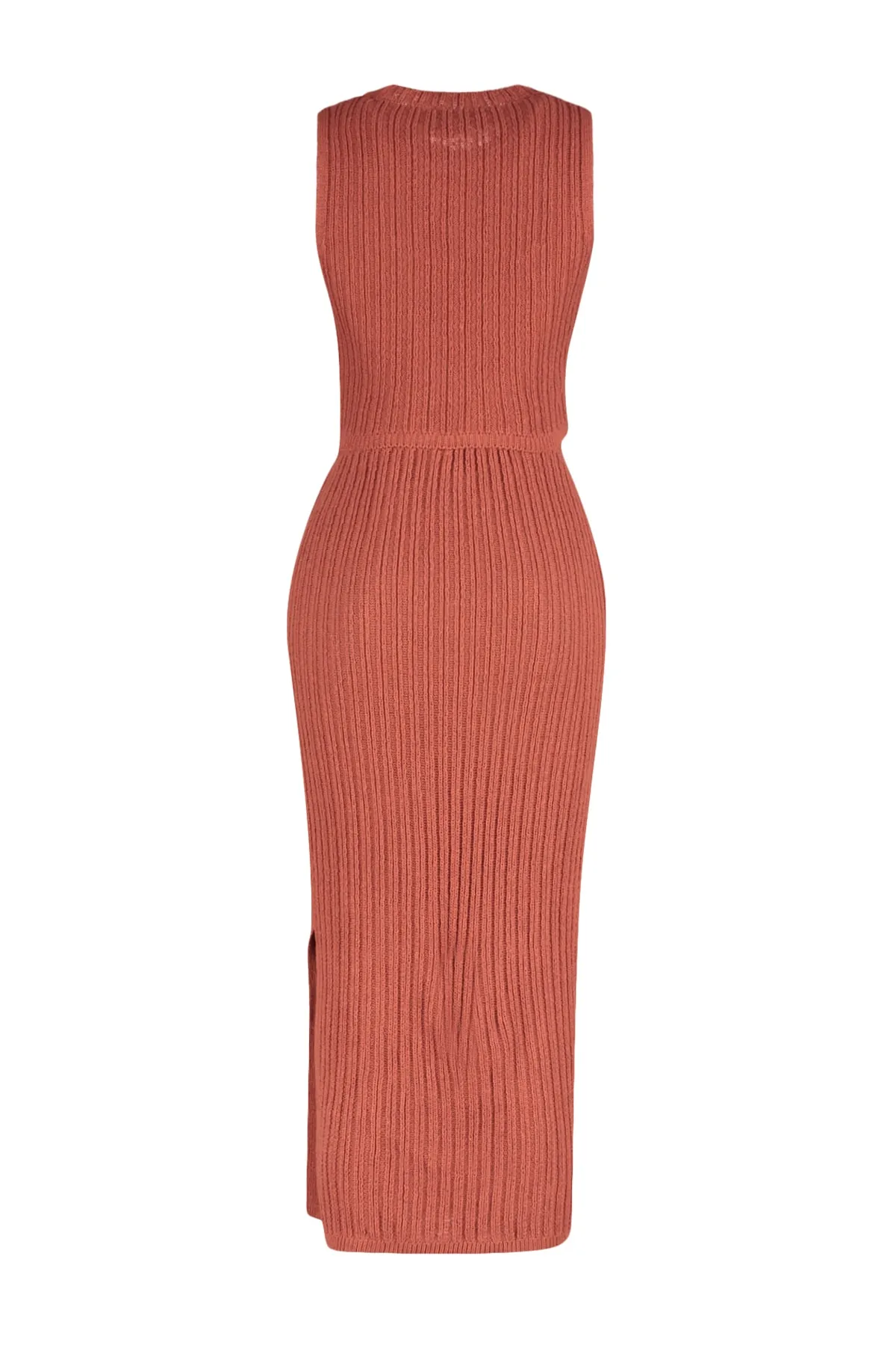Trendyol Collection  Zimtfarbenes, kurzes Strickoberteil und -unterteil-Set TWOSS23AU00028