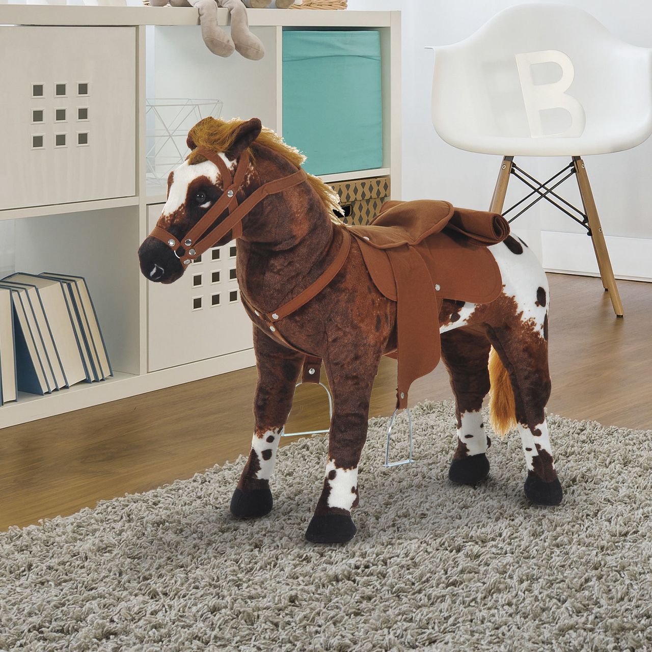 HOMCOM Spielpferd Reitpferd für 3  Jahre Kinder mit Pferd Sound Plüschtier