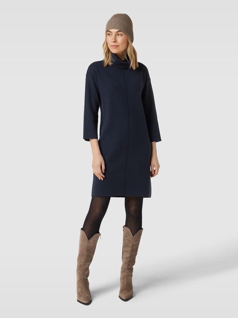 Knielanges Kleid mit Rollkragen Modell 'Wingela' in marineblau