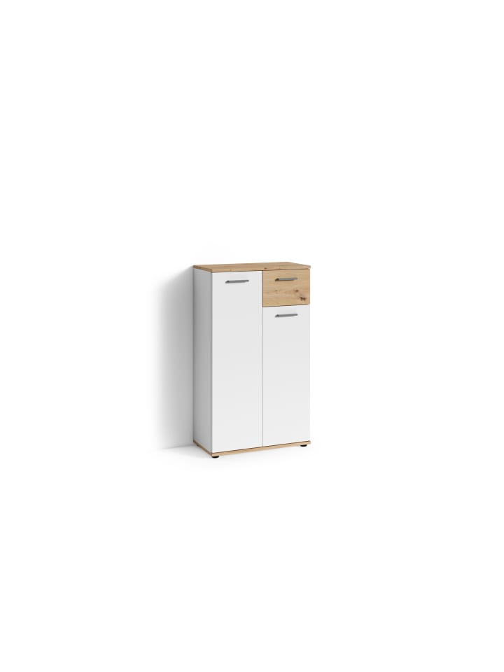 byLiving Schuhschrank Jakob in Weiß / Artisan Eiche - (B) 60 x (H) 102 x (T) 30 cm günstig kaufen onesize