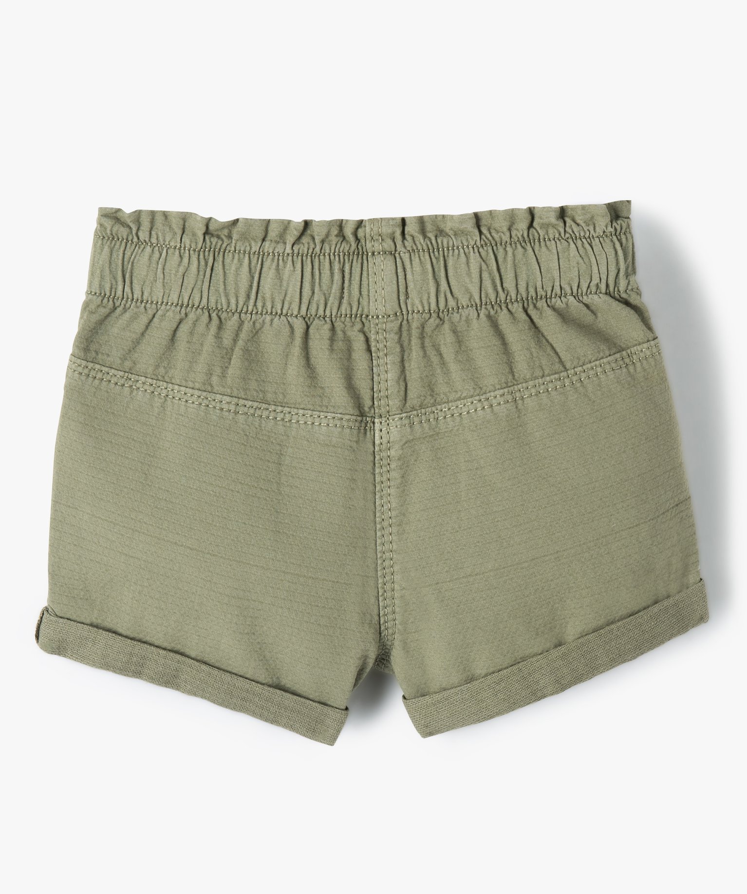 Short bébé fille en toile à taille élastiquée kaki | GEMO