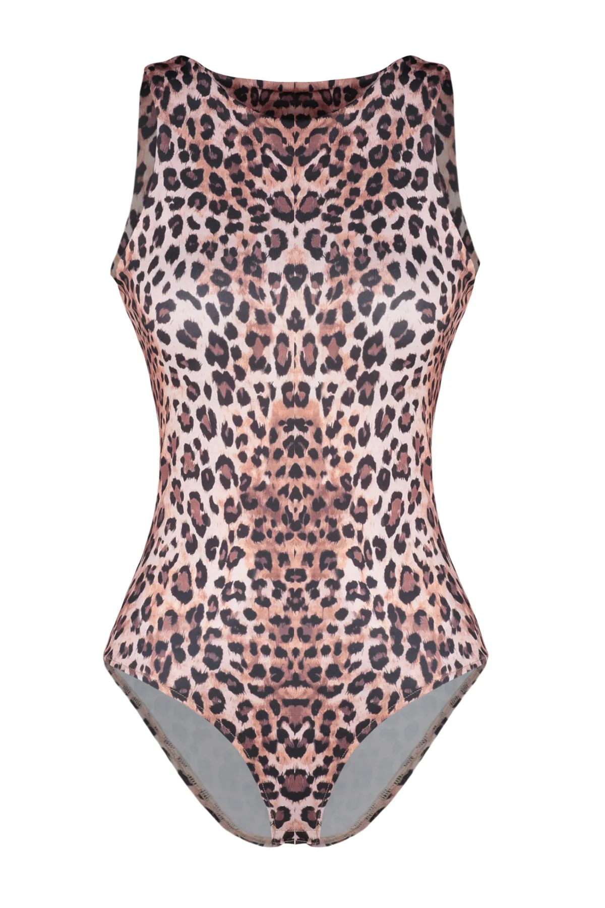 Trendyol Collection  Hellbrauner Neckholder-Body aus dehnbarem Strick mit Druckknöpfen und Leopardenmuster TWOSS20BD0044