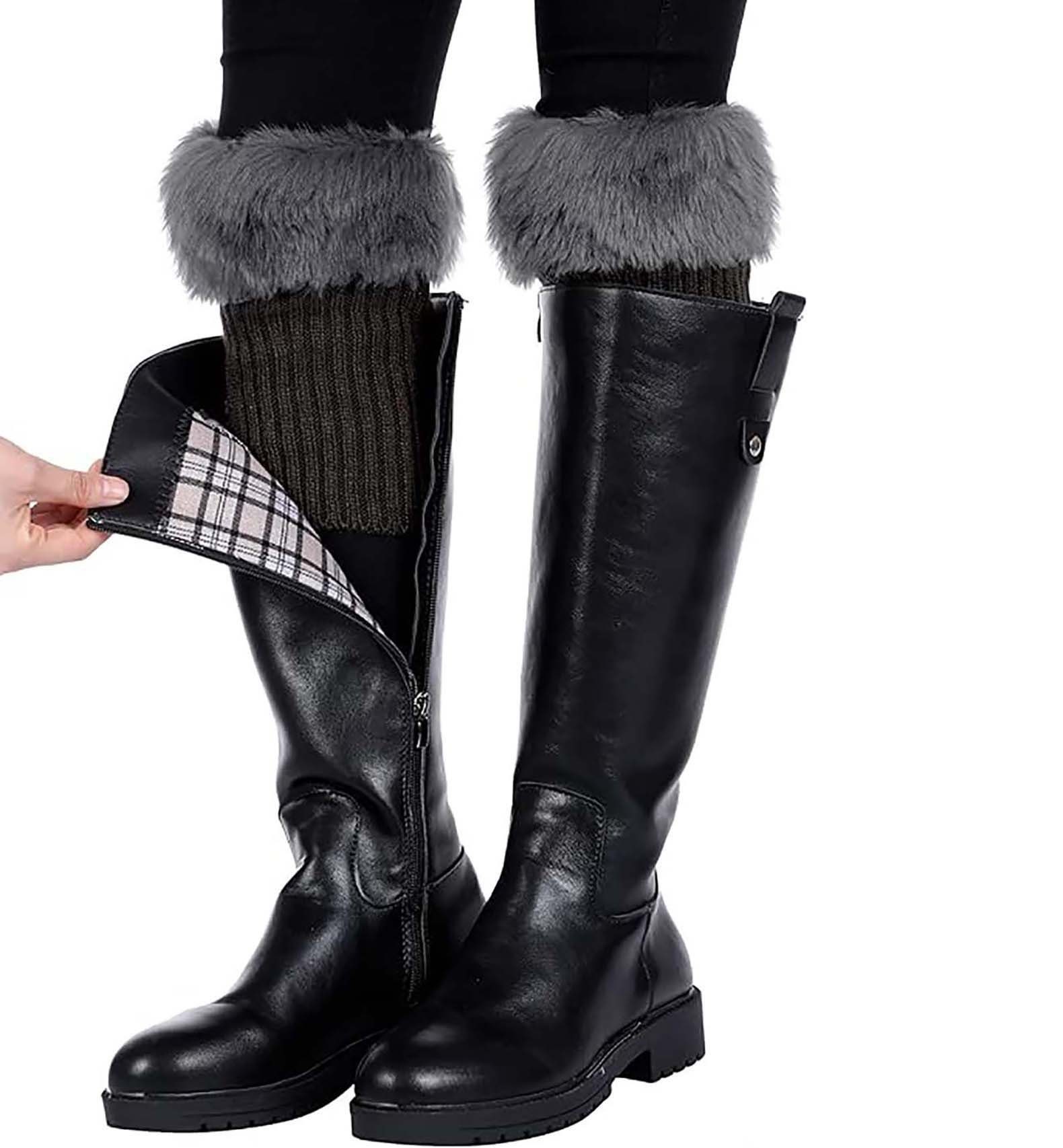 DRSEON Beinstulpen 4 Paar Damen Gestrickte Kunstpelz Stulpen Socken (4-St)