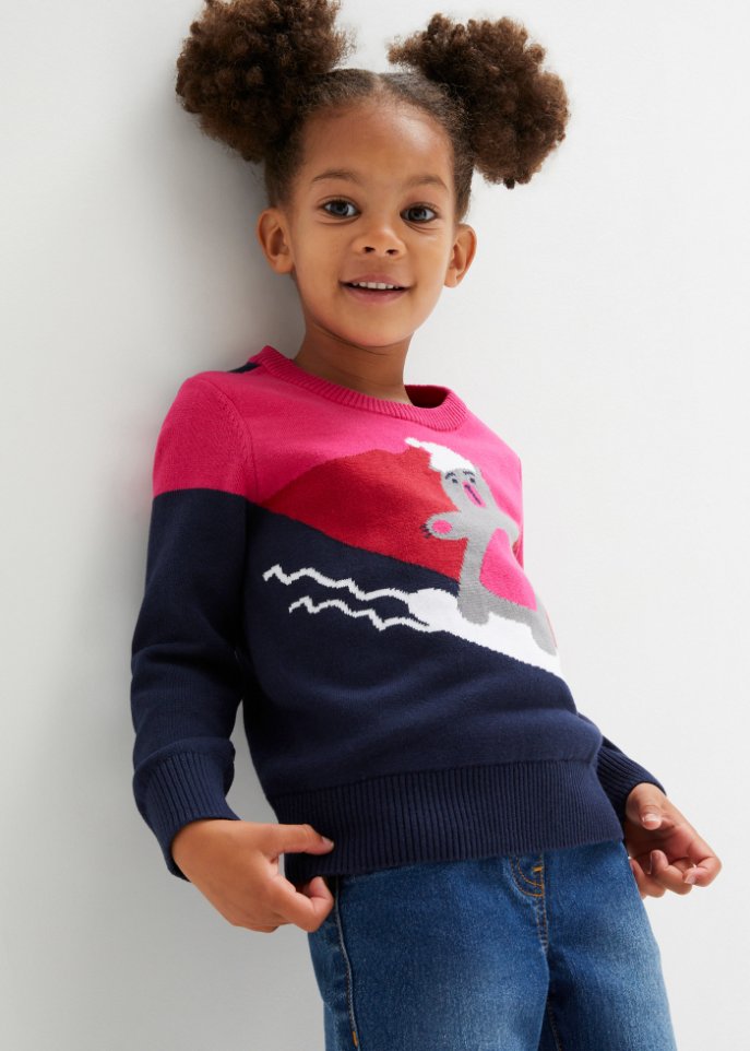 Mädchen Baumwoll-Stickpullover