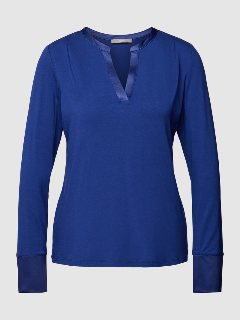 Longsleeve mit Serafino-Ausschnitt in dunkelblau