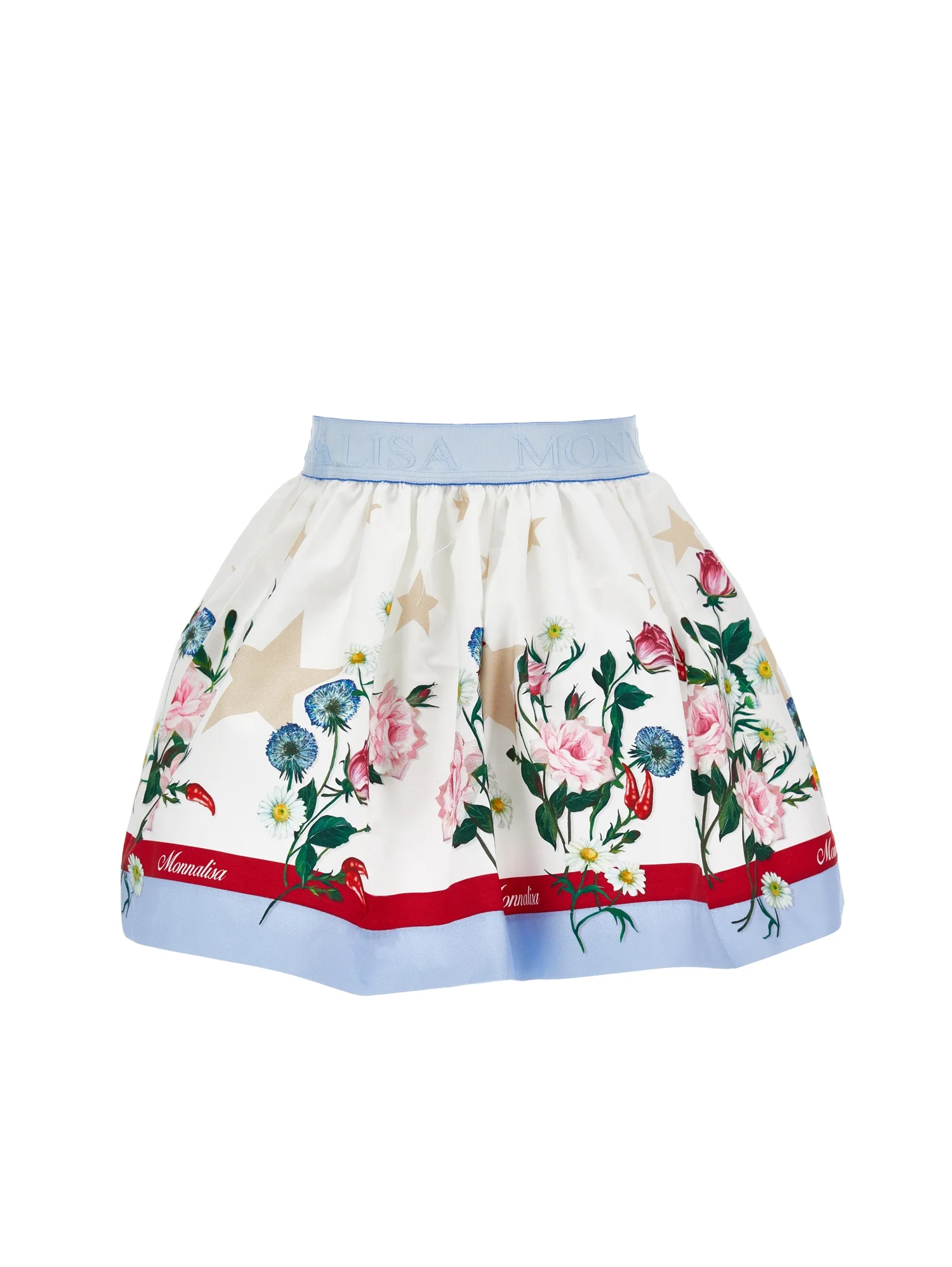Monnalisa FALDA CON VOLANTES, ESTRELLAS Y ESTAMPADO DE FLORES - Falda acampanada