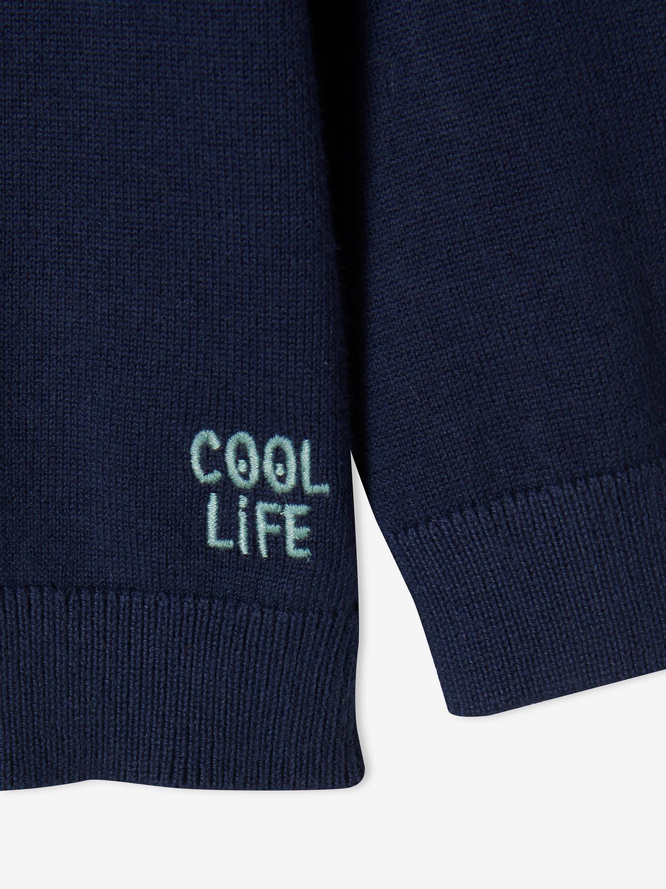 Vertbaudet Jungen Strickjacke, College-Style BASIC - grau meliert