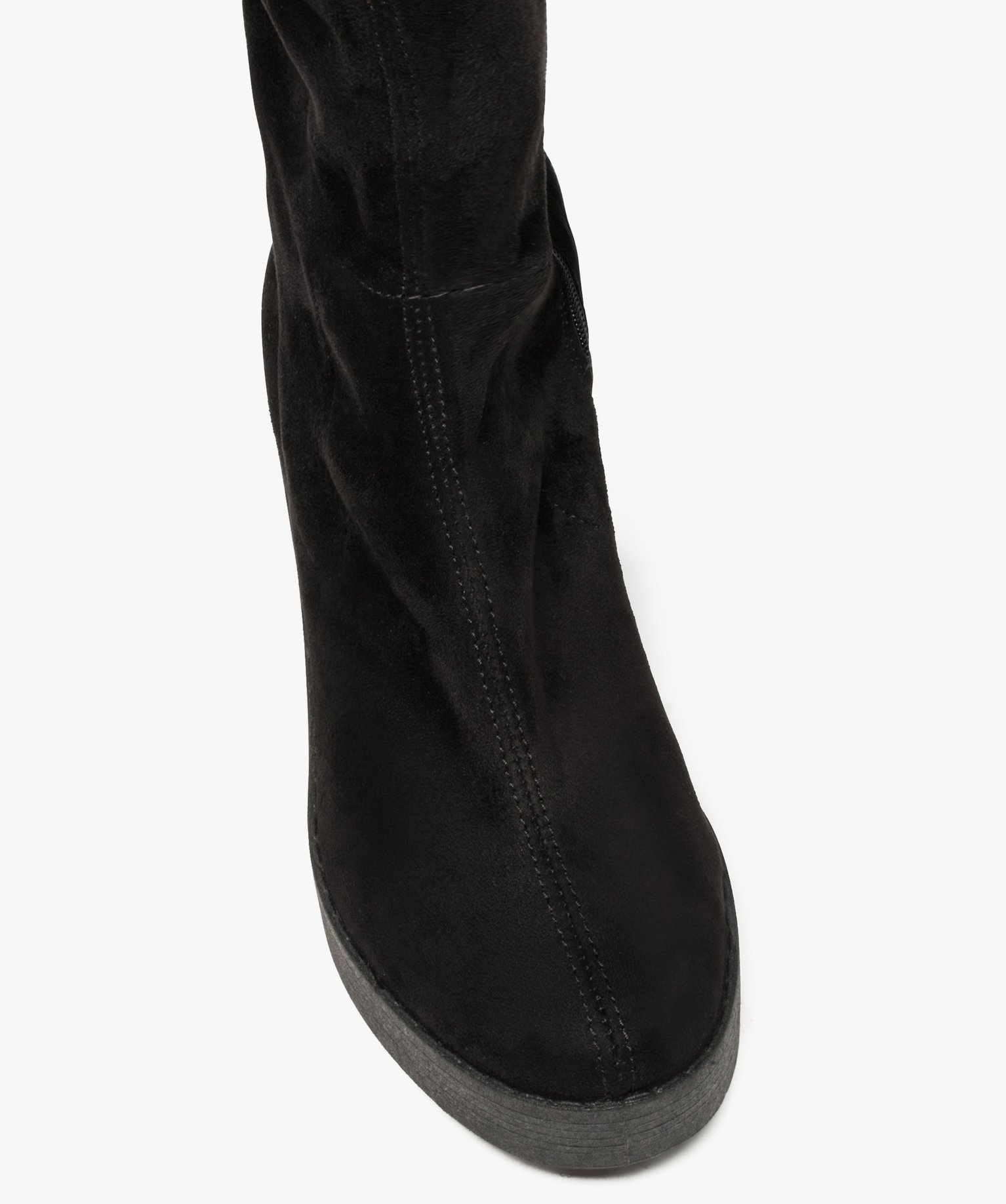 Bottes femme cuissardes à talon et semelle plateforme noir | GEMO