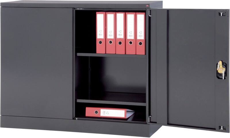 Realspace Normaler Türschrank Stahl 2 Fachböden Abschließbar 1.200 x 420 x 1.000 mm Schwarz