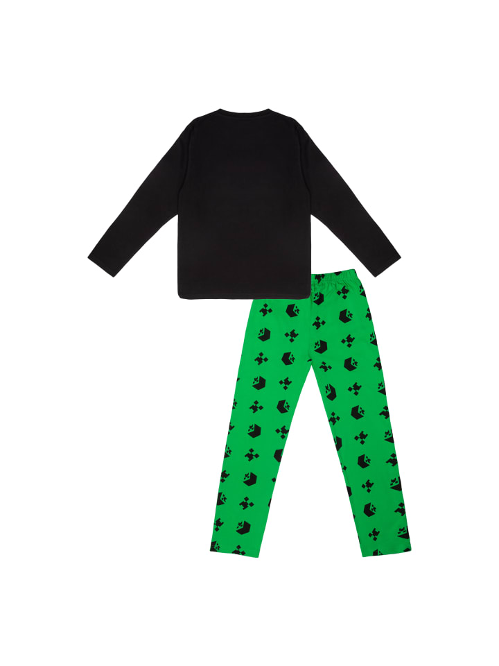 Minecraft Minecraft Creeper Schlafanzug Pyjama Langarm in schwarz günstig kaufen