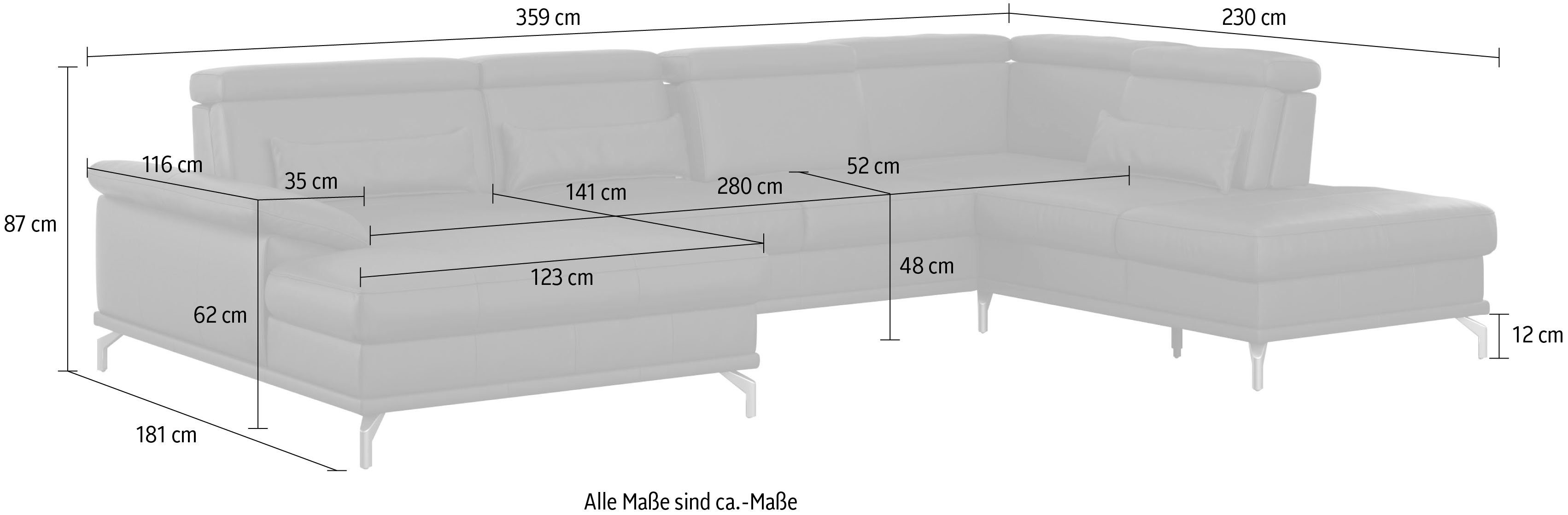 sit&more Wohnlandschaft Cabrio, Sitztiefenverstellung und Federkern, jeweils inklusive 3 Nierenkissen