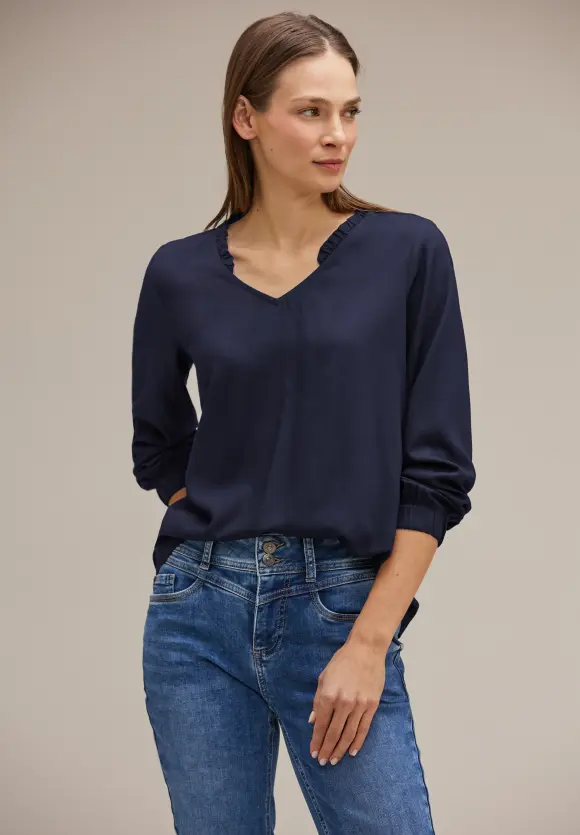 Street One Unifarbene Bluse mit Rüschen