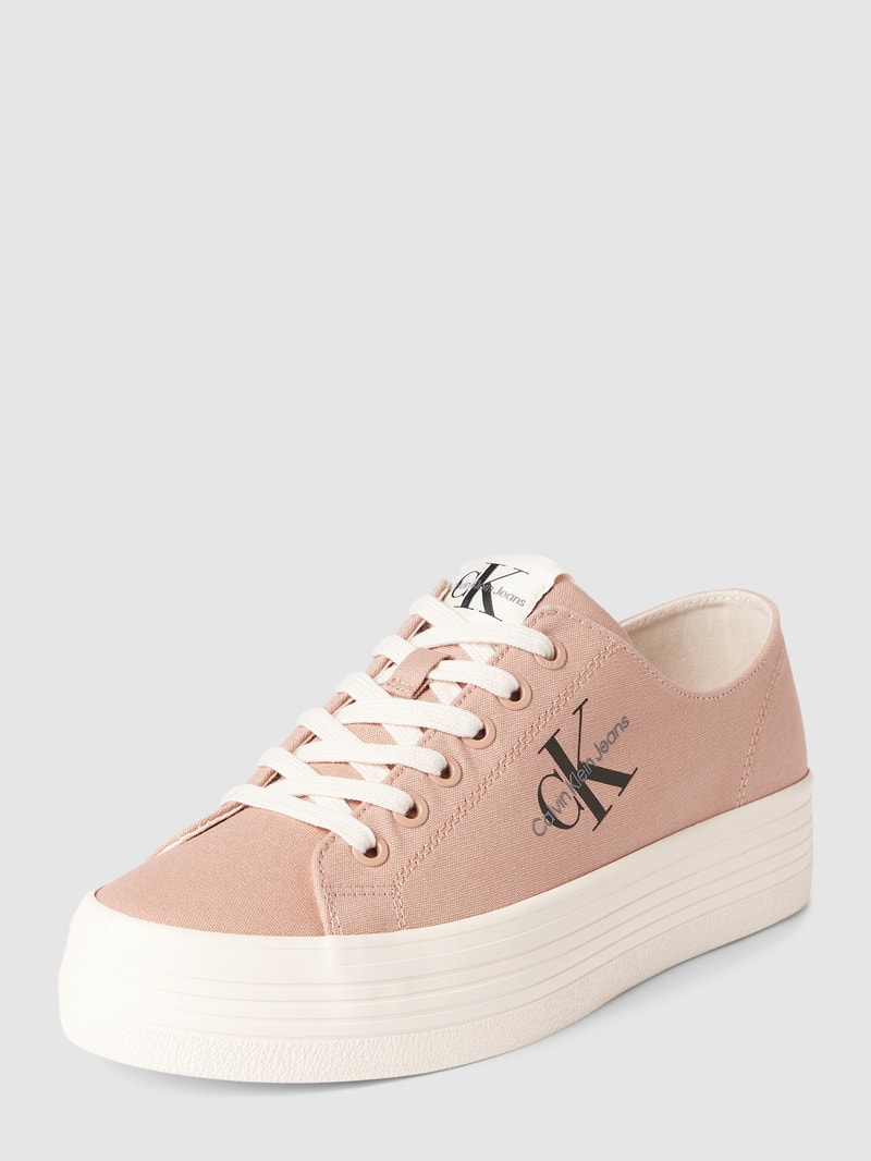Plateau-Sneaker mit Label-Details in hellrosa