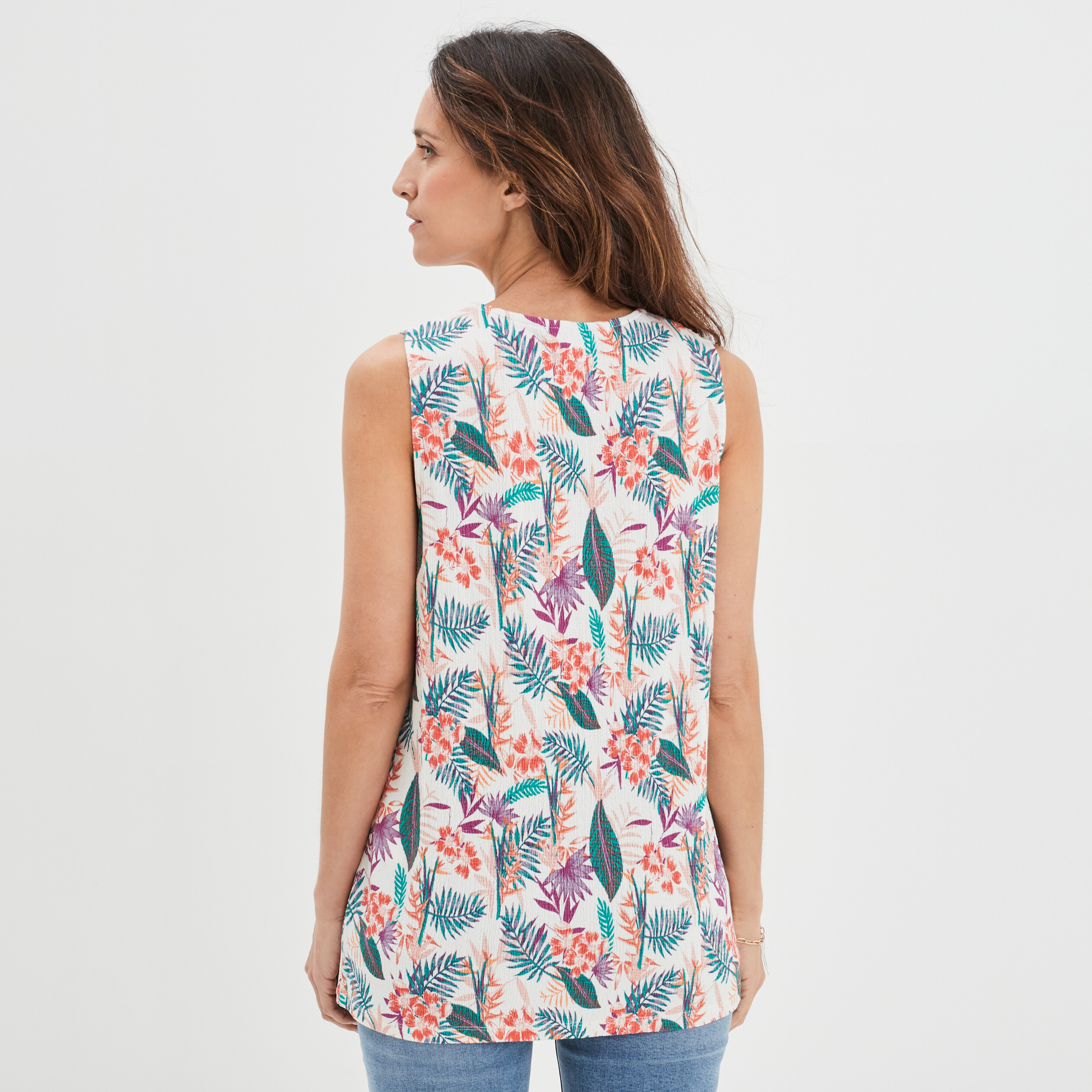 Débardeur épaules macramé col en V ecru femme | La Halle