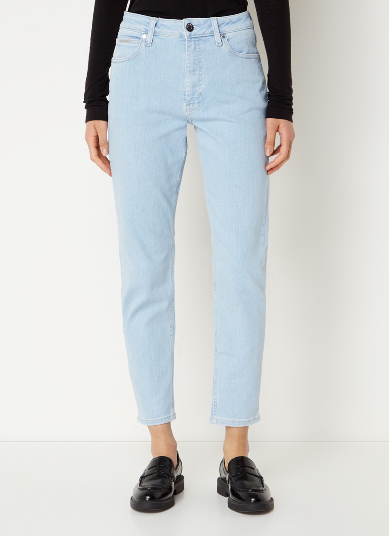 Pantaloni scurți conici cu talie medie Calvin Klein din denim deschis