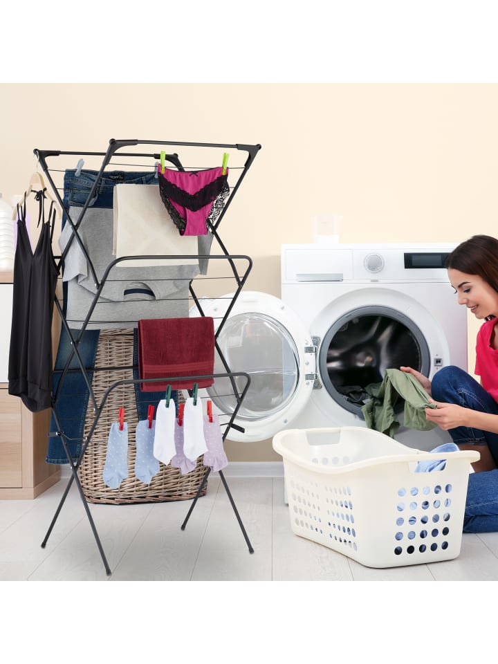 relaxdays Wäscheständer in Schwarz - (B)62 x (H)136 x (T)51 cm günstig kaufen onesize