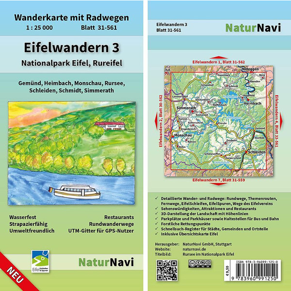 EIFELWANDERN 3 - NATIONALPARK EIFEL, RUREIFEL 1 : 25 000 - Wanderkarte