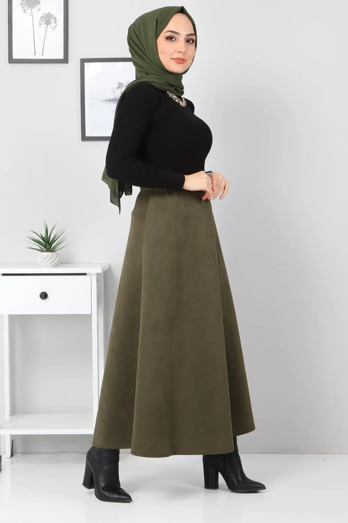 Tesettür Dünyası  Wildleder-Mevlana-Rock Tsd0036 Khaki