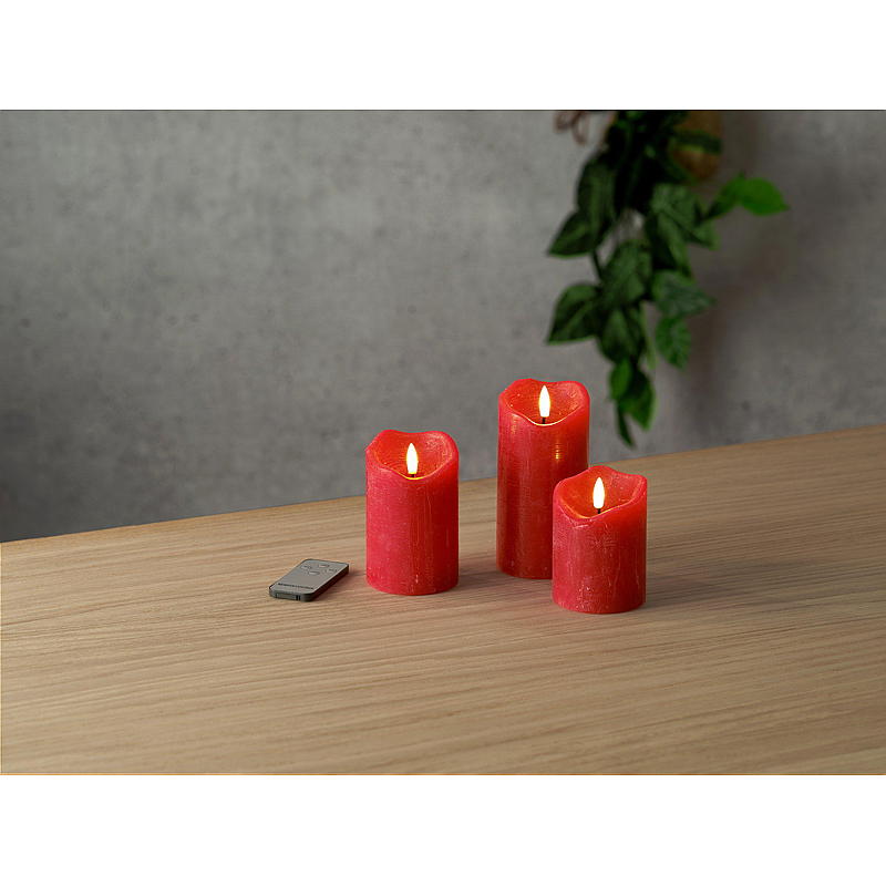 Vie Selected Kubbelys 3-pk LED 15/12/10 cm, voks rød