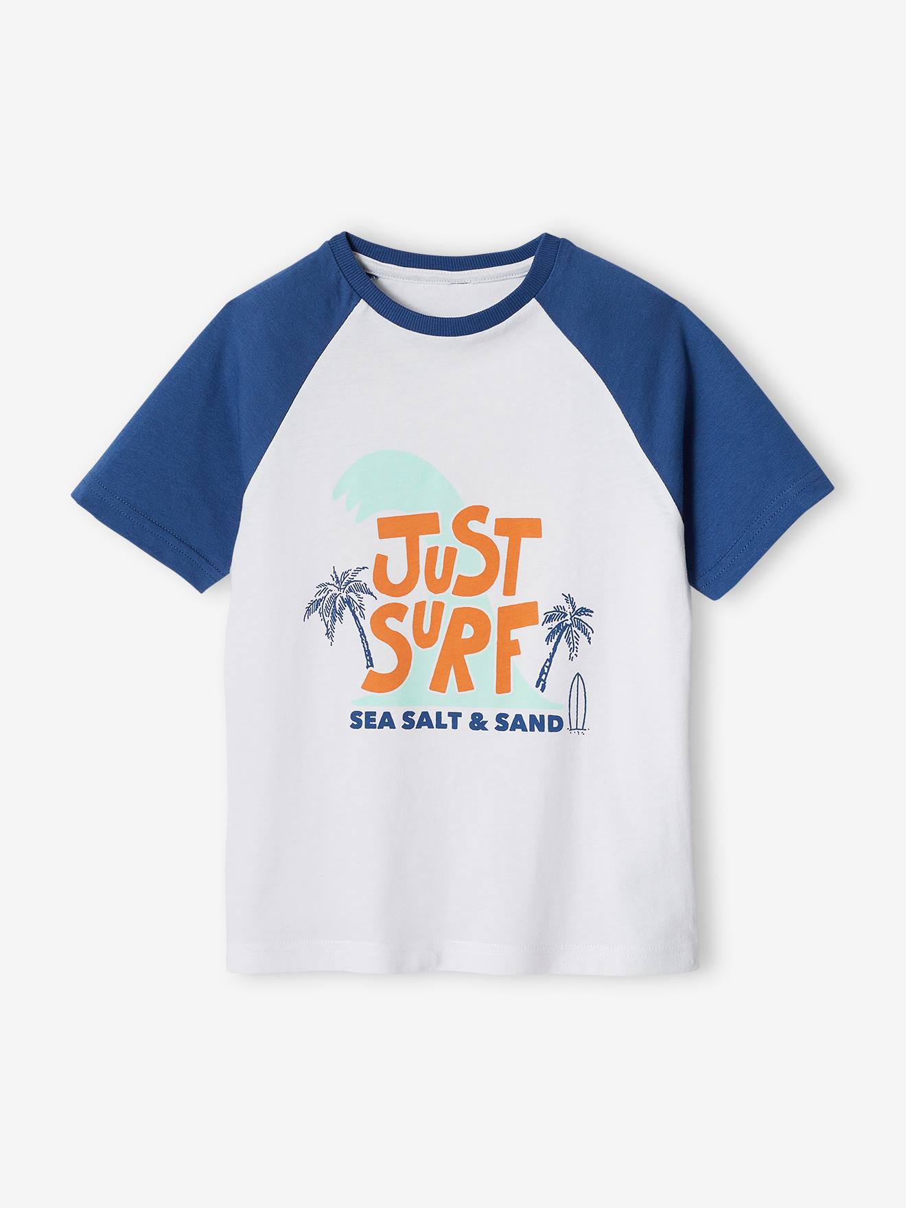 Tee-shirt motif graphique garçon manches raglan vert sauge