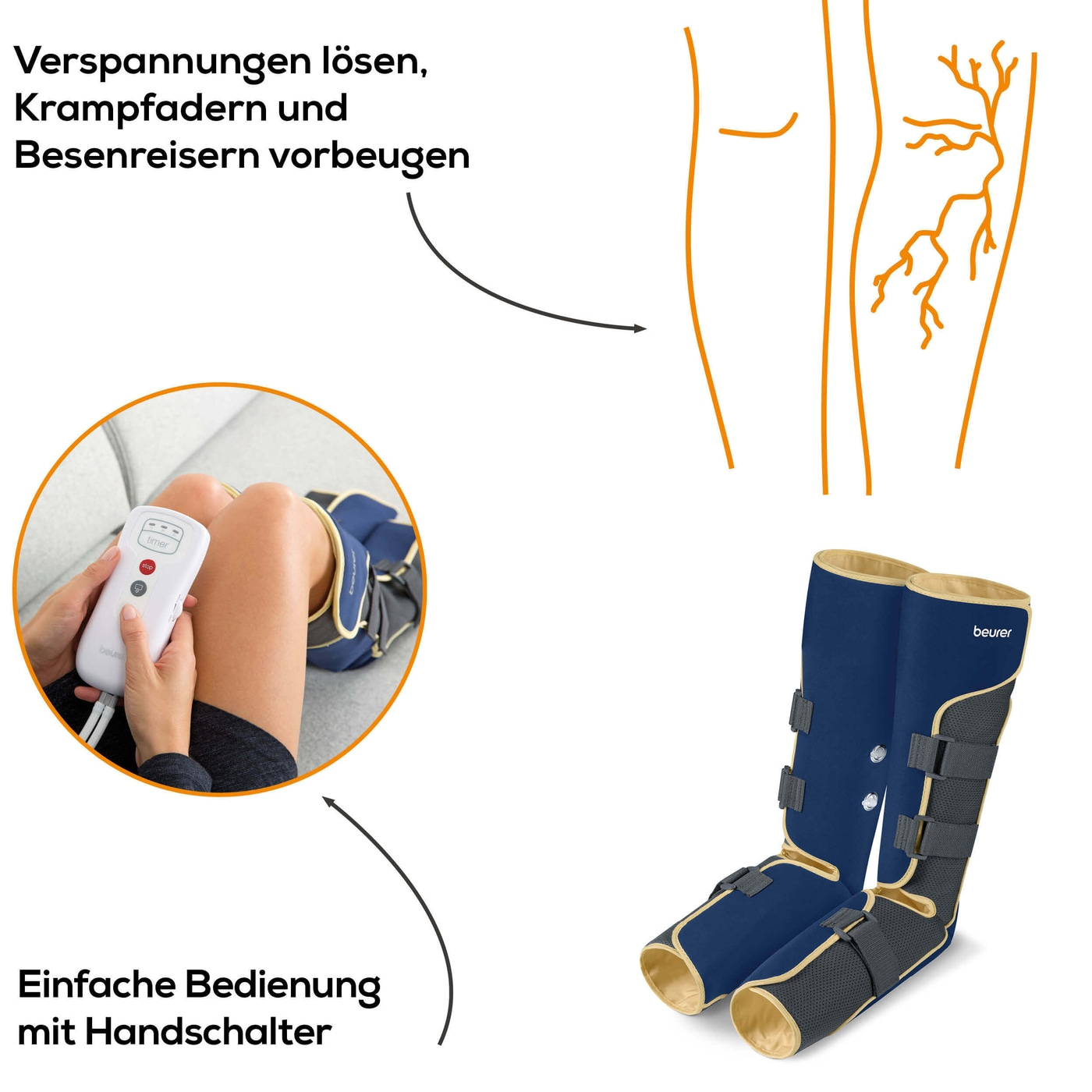 Beurer Venen Trainer FM 150-Kompressionsmassage mit Venen Trainer für müde Beine