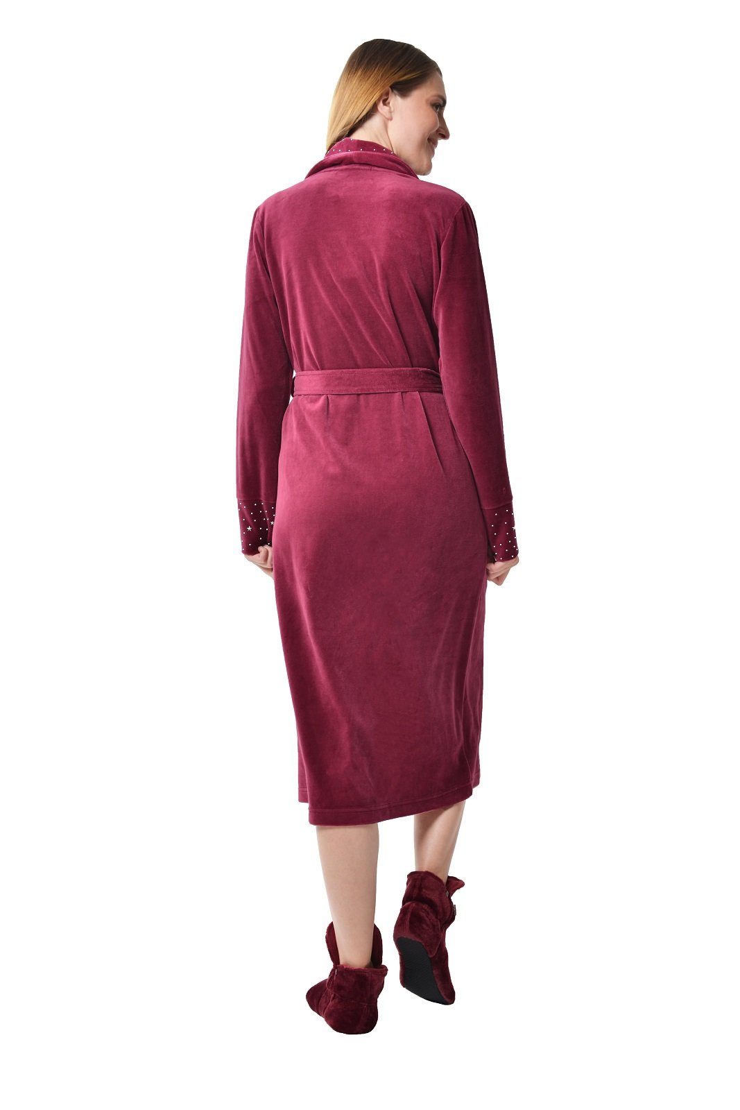 RAIKOU Damenbademantel Morgenmantel, Saunamantel, Loungemantel 80% Baumwolle, Unterschenkel, 80% Baumwolle, 20% Polyester, groß Revers, Gürtel, Mit hellem Strassstein