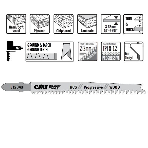 Λάμες σέγας CMT JT234X-5 HCS T-Shank Wood 5 τεμάχια