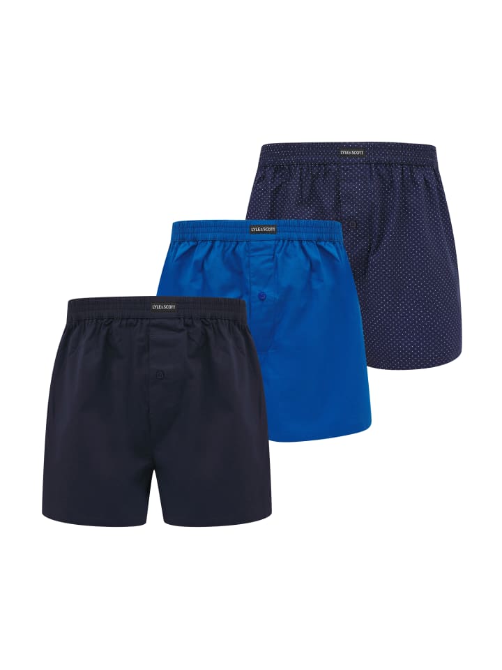 Lyle & Scott Boxer 3-Er Set in Dunkelblau/Blau günstig kaufen