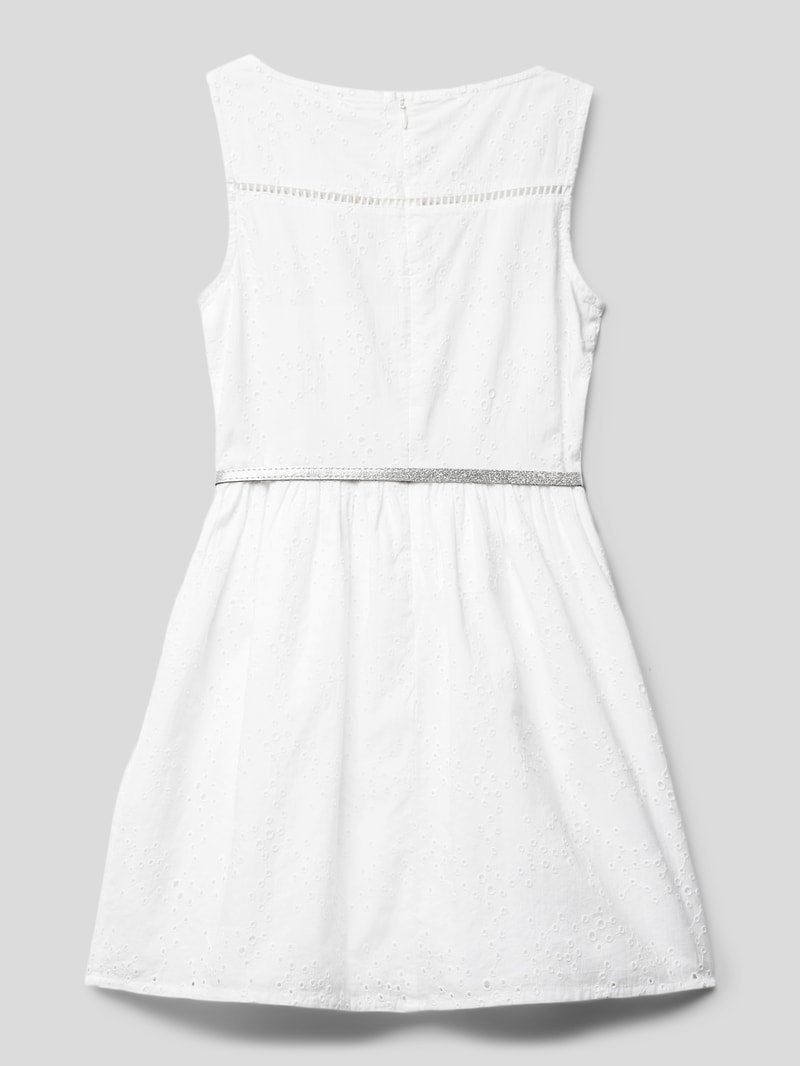 Kleid mit Lochmuster Modell 'TG' in weiß
