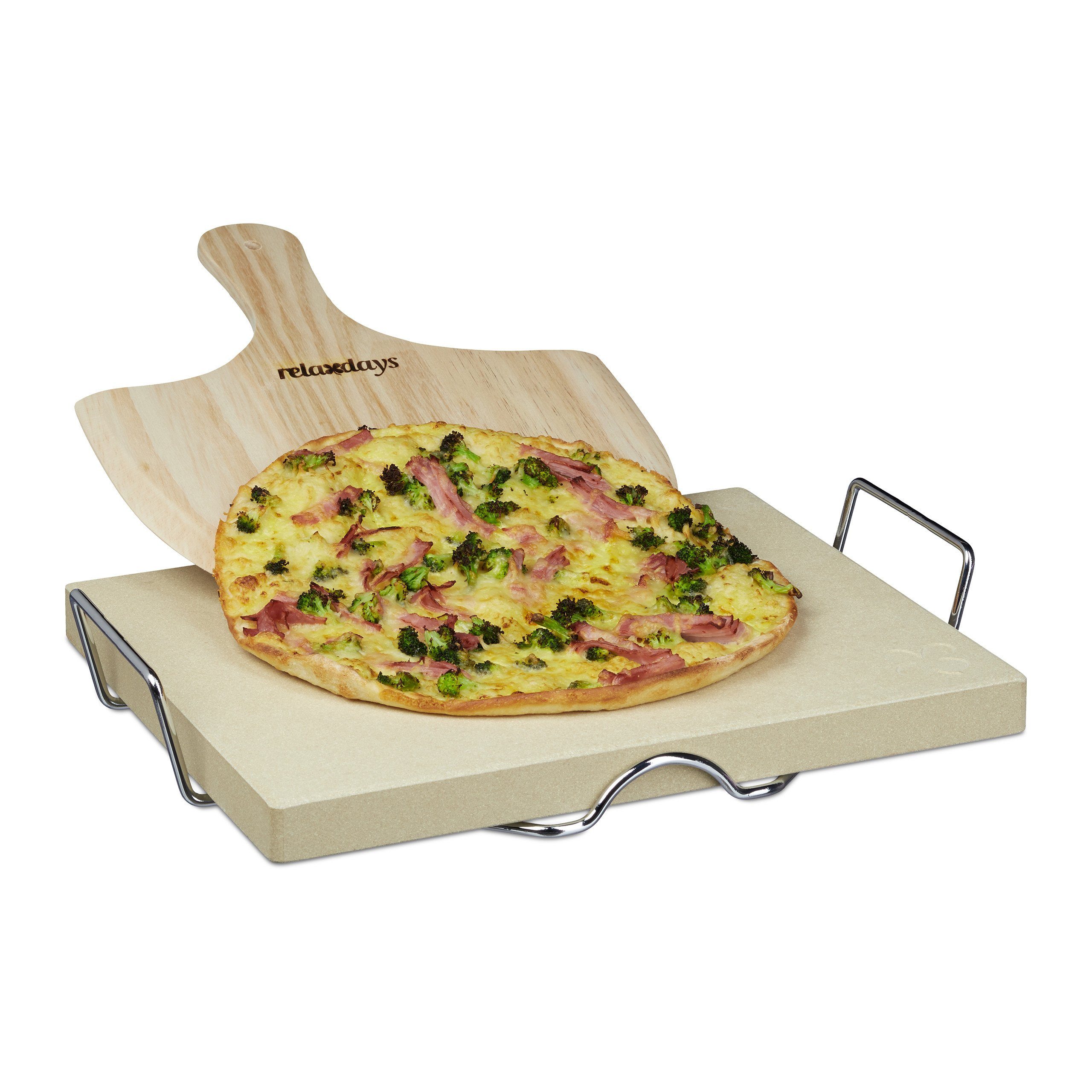 relaxdays Pizzastein Pizzastein Set 3 cm, Cordierit