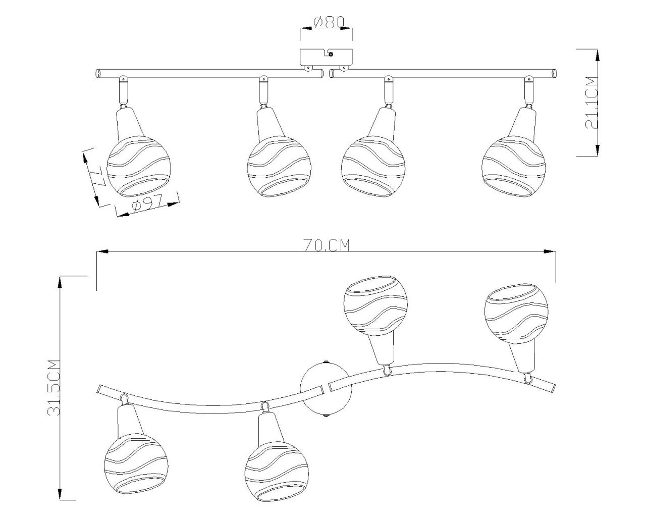 Globo Lighting - ROMAN - LED Strahler Metall Nickel matt, 4x E14 LED