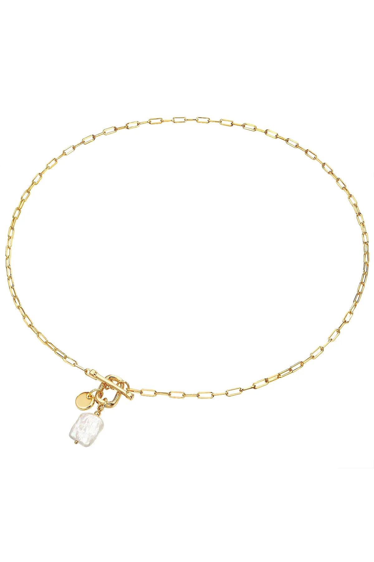 YOKOAMİİ  Perlenhalskette Kette mit Anhänger gelbgold Süßwasser-Zuchtperle weiß