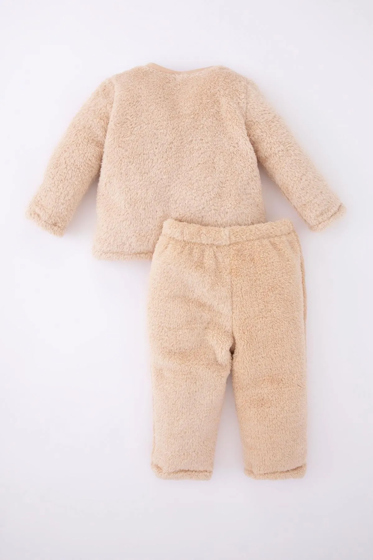 DeFacto  Besticktes Plüsch-Pyjama-Set mit Rundhalsausschnitt für Babys