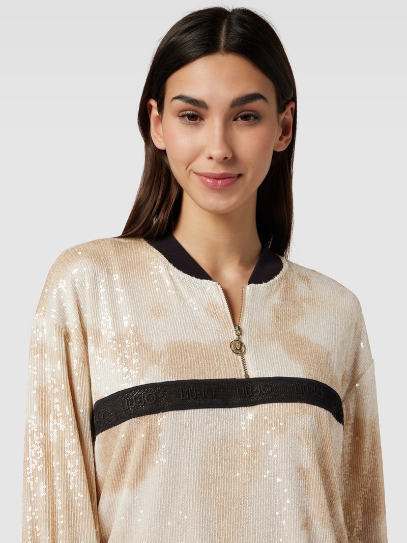 Pullover mit Paillettenbesatz in sand