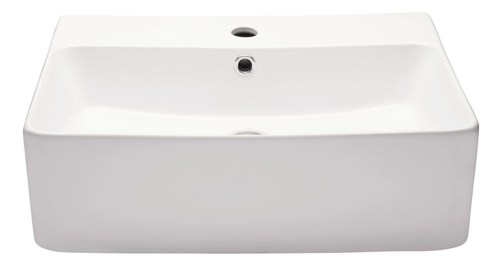 aquaSu Waschbecken Amico (Hänge-Waschtisch, 1-St), 53 cm, Keramik, Weiß, Überlauf, Hahnloch mittig, 562263