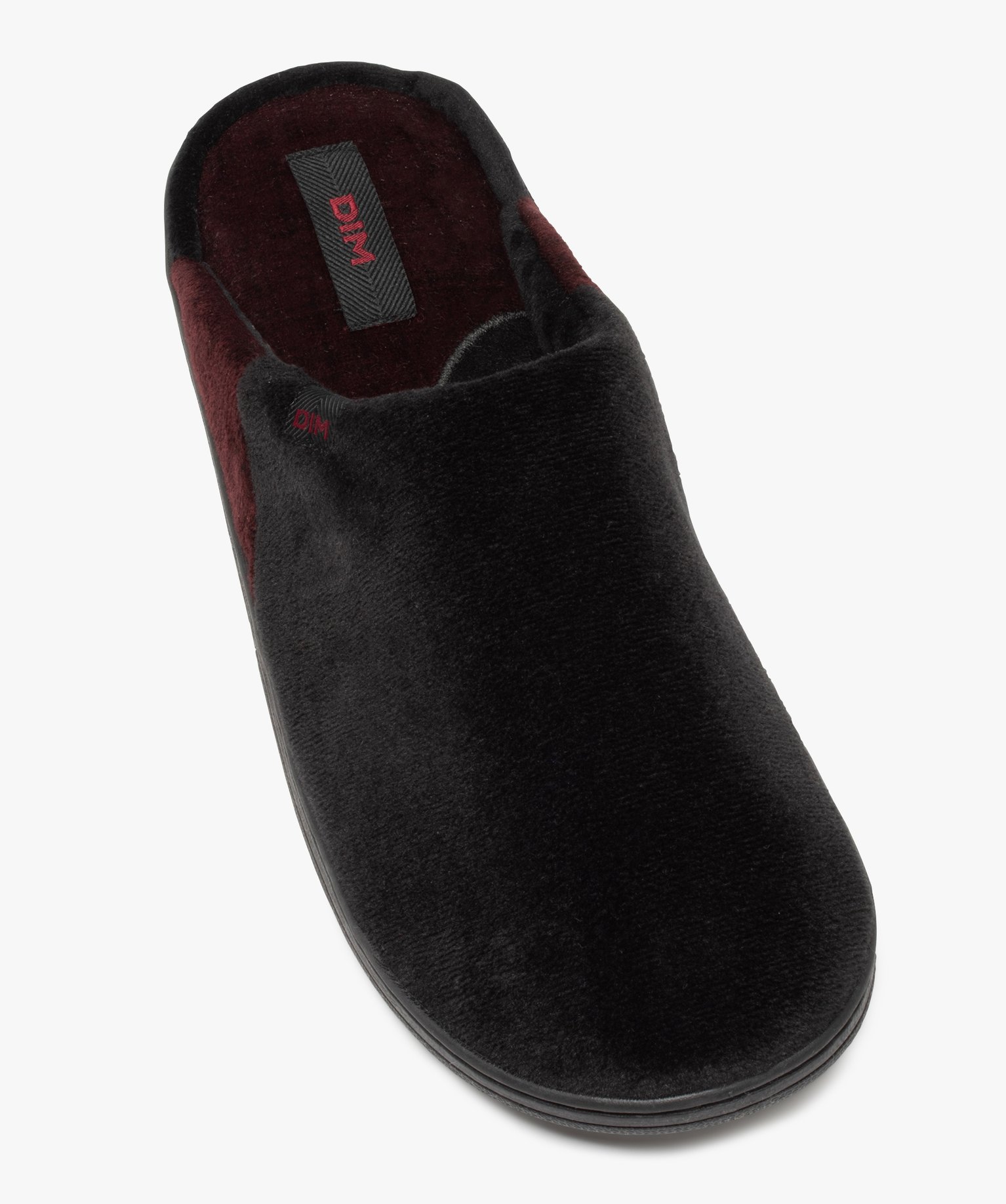 Chaussons homme mules plates en velours ras – Dim noir | GEMO