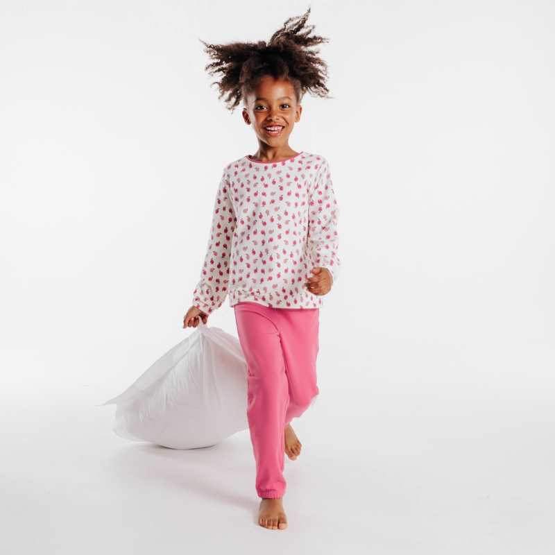 Pyjama 2 pièces en molleton léger rose fille