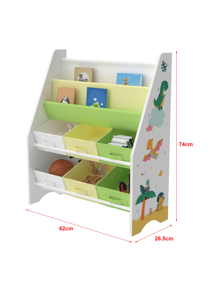 en.casa Kinderregal Ponteceso in Gelb Grün (H)74cm (B)62cm (T)26.5cm günstig kaufen onesize