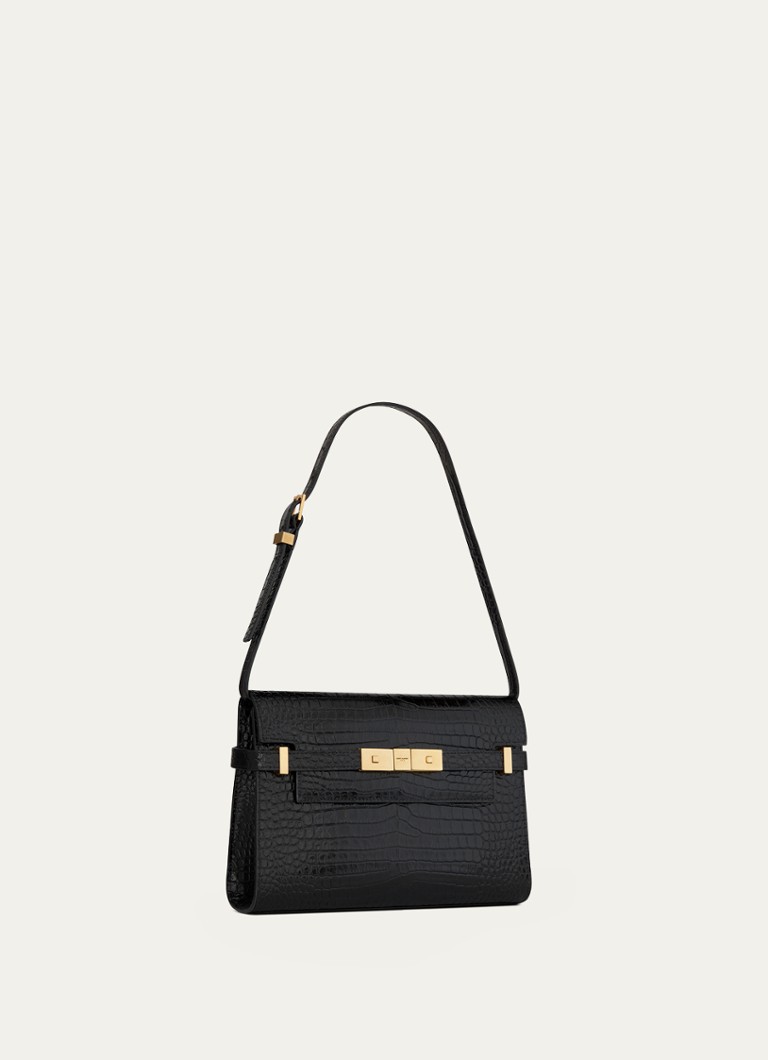Geantă de umăr mică Saint Laurent Manhattan din piele de vițel.