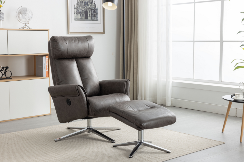 Happy Home Happy Home elektrisch verstellbarer Relaxsessel mit Hocker HWP51-GRA grau