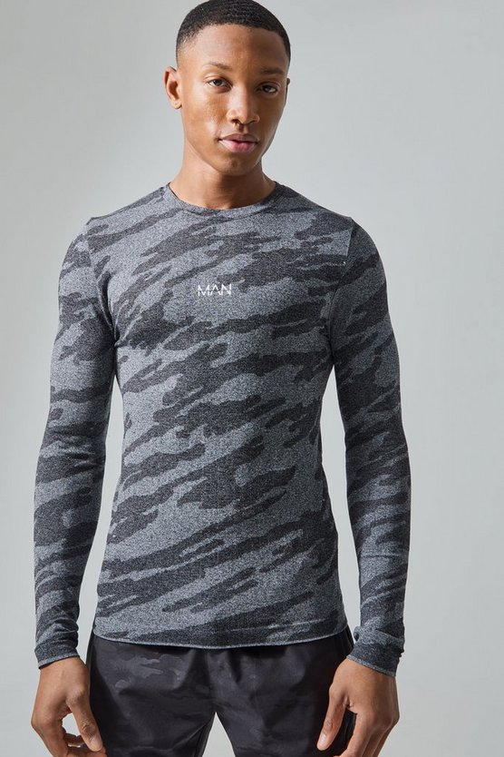 Man Active nahtloses Camouflage Top