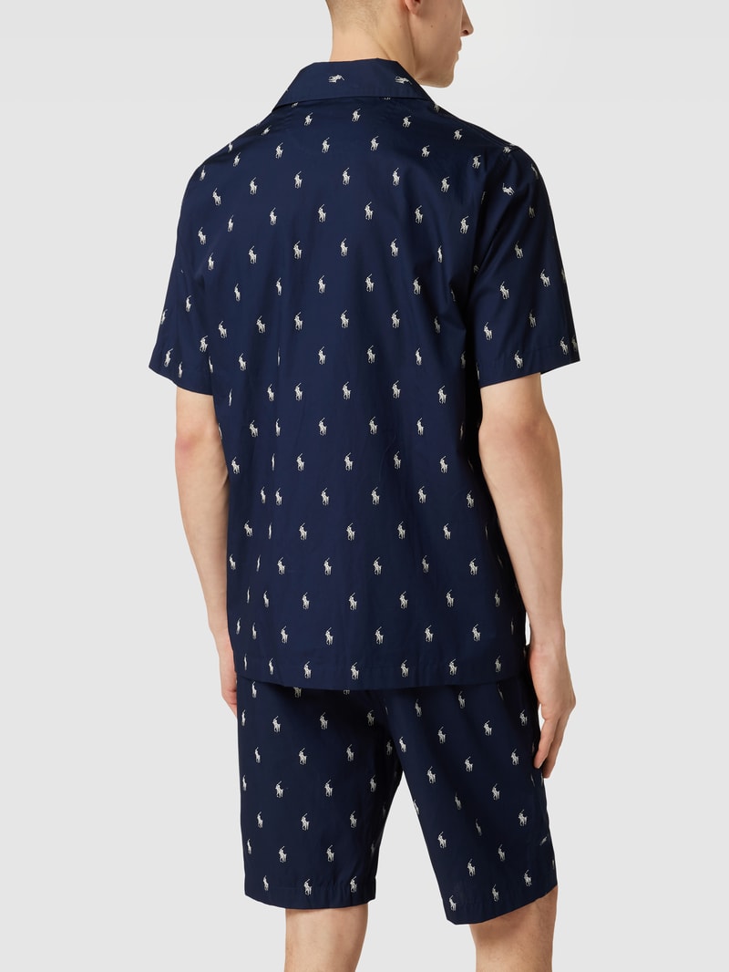 Pyjama mit Allover-Logo-Muster Modell 'WOVEN' in marineblau